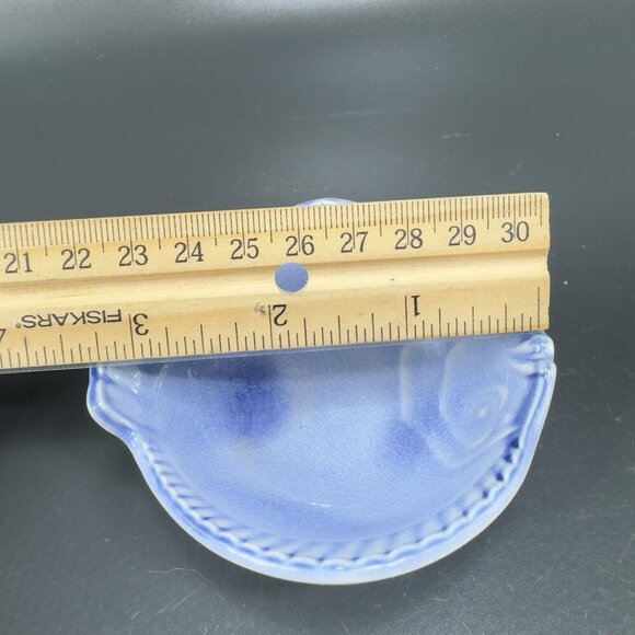 Blue Glazed Japanese Pottery Fish Dish Sushi Dip Plate Dish Bowl Small Stamped - Picture 3 of 13